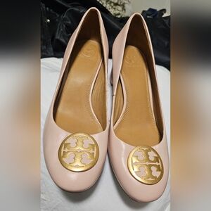 EUC Tory Burch Chelsea Block Heels Pink/Blush Size 8.5